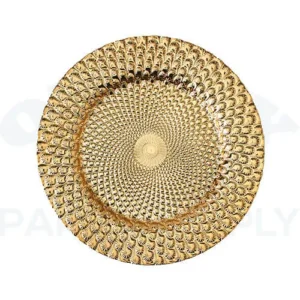 PEACOCK PLASTIC CHARGER PLATE 13" - GOLD
