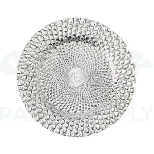 PEACOCK PLASTIC CHARGER PLATE 13" - SILVER