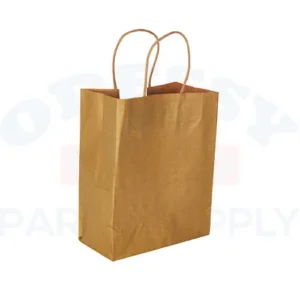 PAPER BAGS WITH HANDLES FOR FAVORS & GIFTS 8" - GOLD