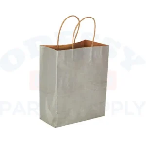 PAPER BAGS WITH HANDLES FOR FAVORS & GIFTS 8" - SILVER