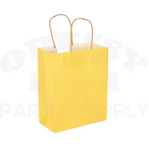 PAPER BAGS WITH HANDLES FOR FAVORS & GIFTS 8" - YELLOW