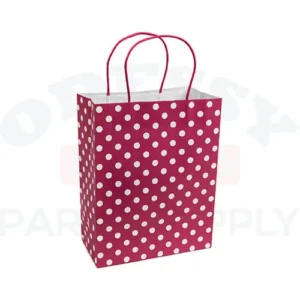 PAPER BAGS WITH HANDLES FOR FAVORS & GIFTS 10" - POLKA DOTS FUCHSIA