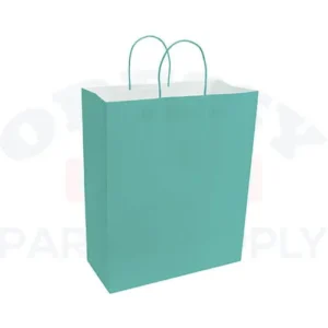 PAPER BAGS WITH HANDLES FOR FAVORS & GIFTS 15-3/4" - AQUA