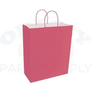 PAPER BAGS WITH HANDLES FOR FAVORS & GIFTS 15-3/4" - CORAL