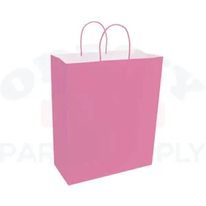 PAPER BAGS WITH HANDLES FOR FAVORS & GIFTS 15-3/4" - PINK