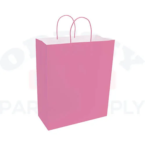 PAPER BAGS WITH HANDLES FOR FAVORS & GIFTS 15-3/4" - PINK