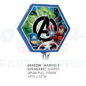 66433W MARVEL'S AVENGERS SHAPED DRUM PULL PINATA